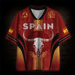 Spain Inspired Football T-Shirts 2026 Bull Polyester Breathable Quick Dry