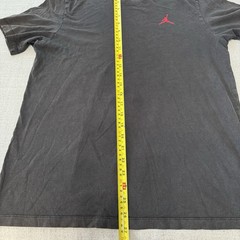 Air Jordan Back Printing Flying Man Retro Short Sleeve Distress Black Size L