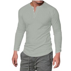Zonbailon men’s t-shirt solid color crew neck slim fit breathable long sleeve