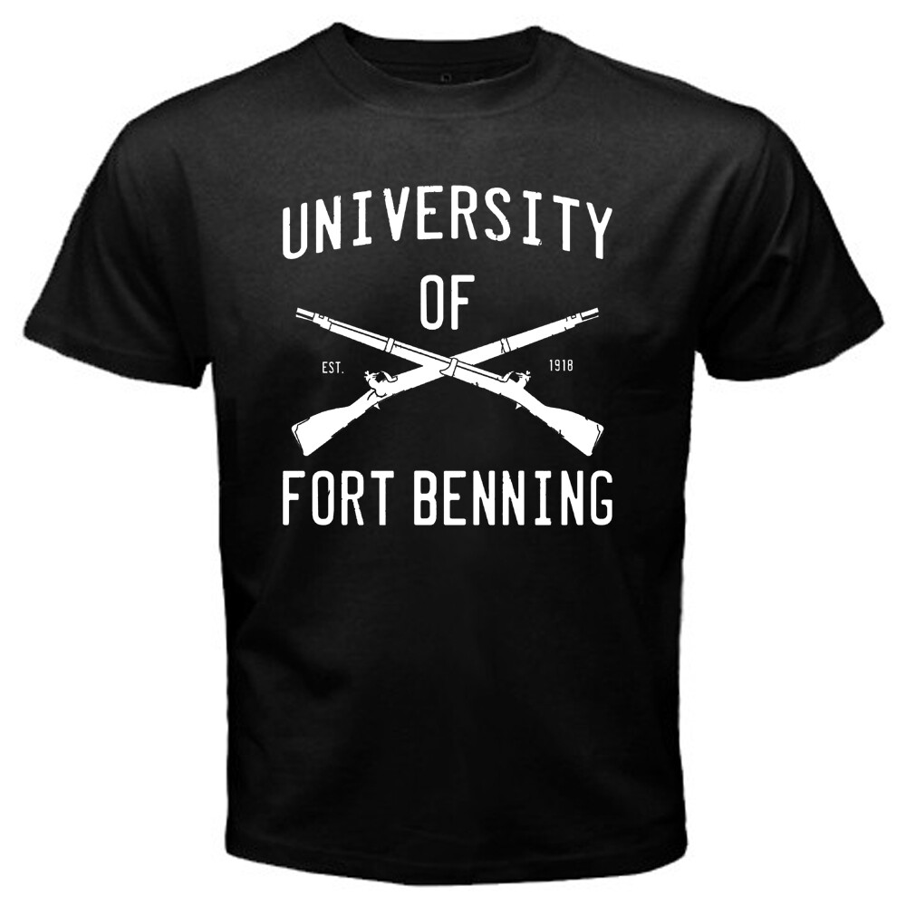 University of Fort Benning Army Military Men’s Black T-Shirt Size S to 5XL