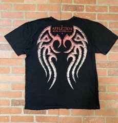 Men’s Affliction Music As A Weapon Shirt 2XL Red Foil Print