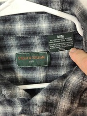 Field & Stream Mens Medium Gray Plaid Long Sleeve Flannel Shirt