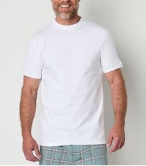 Stafford 5-Pack Bonus Pack Mens 100% Cotton Heavy Weight Crew-Neck T-Shirt White