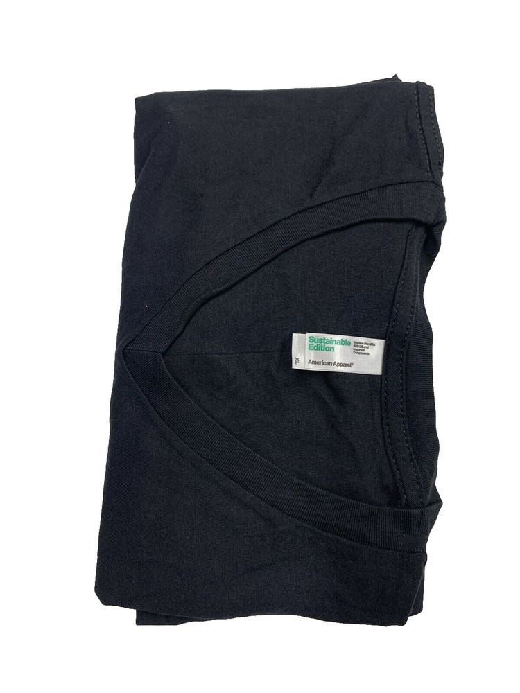 American Apparel Sustainable Collection USA MADE Vneck Tee 100% cotton Black XL