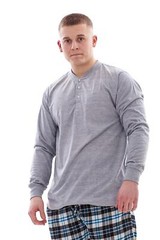 Mens Casual Shirts Jersey Cotton Henley Long Sleeve ribbed cuff Tops T-shirts