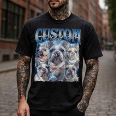 Custom Pet Photo Dog Portrait Comfort Tee Personalized Name
