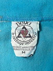 Hand-painted 70s Cotton Long Sleeve Hippy Shirt Deva Industries V-neck 44″ Chest