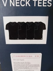 DOCKERS 4 Pack V-Neck Tees Black Size Small 34-36 NEW 100% Cotton