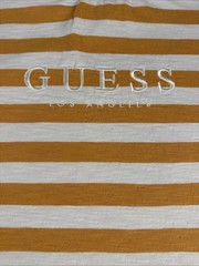 Vintage Guess Jeans USA Striped T‑Shirt Men’s Large 90s Yellow Cotton Logo