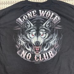 Hot Leathers Lone Wolf No Club Biker Long Sleeve Shirt with Flames Sz XL