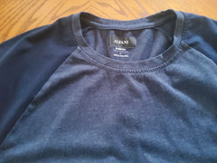ALFANI MENS EASY CARE COLORBLOCK T-SHIRT-LARGE-BLUES-CREW NECK-LONG SLEEVES-*NEW