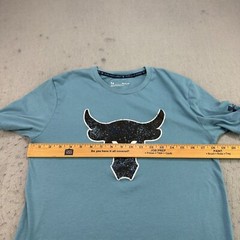 Under Armour Project Rock Shirt Mens Small Blue Brahma Bull Graphic Crew Neck