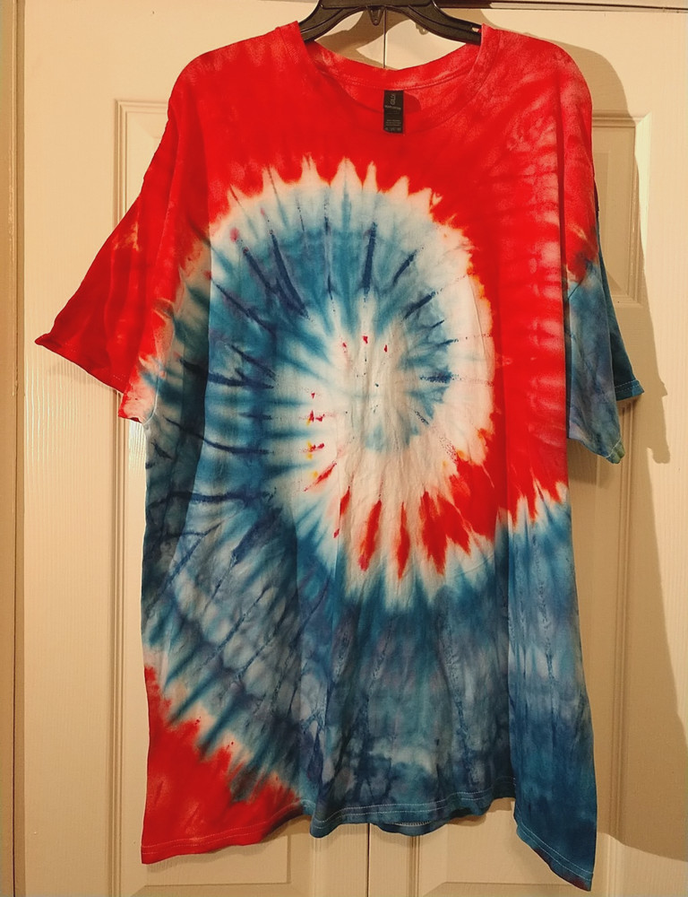 Handmade Spiral Tie Dye Shirt Unisex Men Women 2X 2XL Hippie Cotton Gildan T063