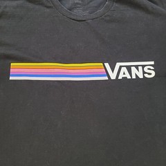 VANS Shirt Adult Large Black Lightweight Casual Outdoors Rainbow Logo Mens