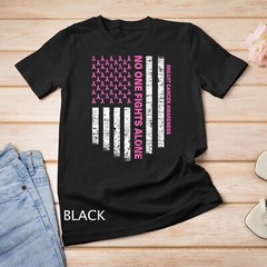 No One Fights Alone USA Flag Breast Cancer Awareness Unisex T-shirt