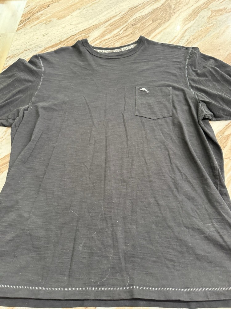 Tommy Bahama Men’s Gray Short Sleeve Crew Neck Cotton Pocket Logo T-Shirt L