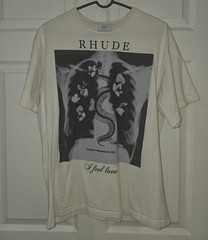 RHUDE Men’s White Graphic Logo Cotton Jersey Crew Neck Short Sleeve T-Shirt S