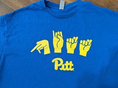 RARE – Pitt Panthers ASL Sign Language T-Shirt – XL Uni-Sex, Royal Blue