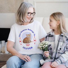 Customise Your Pet Photo Unisex T-shirt – This Human Belongs To