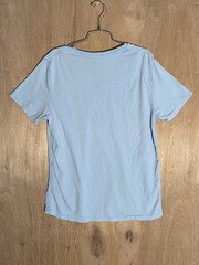 dkny shirt mens size L crew neck v-neck logo blue