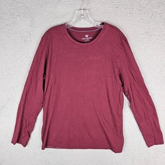 Mack Weldon Tee Shirt Mens XL Maroon Pima Cotton Long Sleeve Round Neck Pullover
