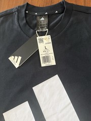 Adidas Men’s Black and White Large Size Performance Logo T-Shirt