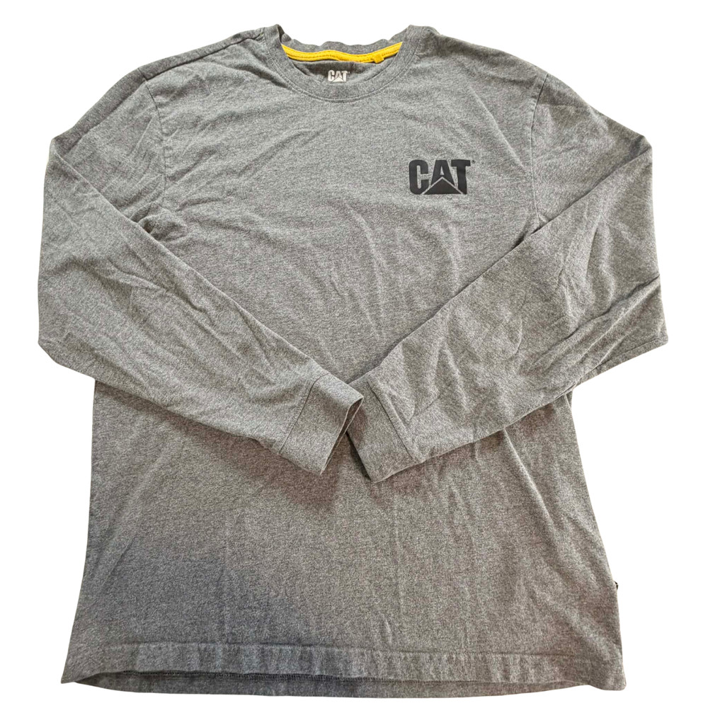 CAT Caterpillar Long Sleeve Shirt Gray Size Large L/G Workwear Logo Tee (B007)