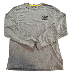 CAT Caterpillar Long Sleeve Shirt Gray Size Large L/G Workwear Logo Tee (B007)