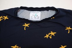 Denim & Flower Shirt Mens Large Navy Allover Palm Tree Graphic Tropical Tee