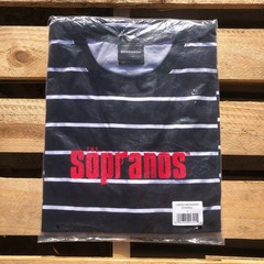 NEW Dumbgood x The Sopranos Men Sz L Black Shirt Striped Embroidered Tony Mafia