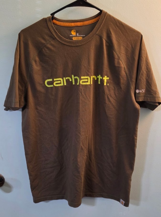 Carhartt Force Shirt Mens Medium Green Relaxed Fit Work Tee Performance
