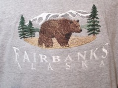 Fairbanks Alaska T-shirt 40″ Chest USA Embroidery Long Sleeve Bear Walking