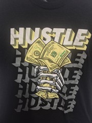 VIBES Hustle T-Shirt Size L Black Skeleton Money Graphic Mafia Core Streetwear