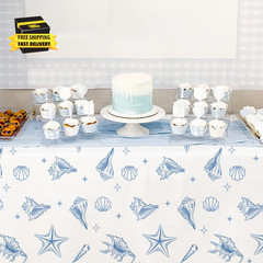 3Pcs Last Toast on the Coast Bachelorette Table Cloth Blue Coastal Bachelorette