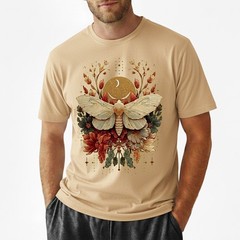 Boho Moth T-Shirt Celestial Moon Phase Insect Nature Botanical Cottagecore