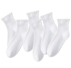 6 Pairs White Ruffle Ankle Socks for Women Girls Lettuce Edge Frilly Socks