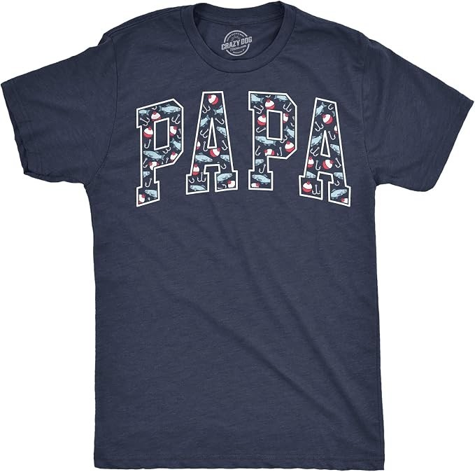 Papa Funny Cat Print Men’s T-Shirt Navy Blue Short Sleeve Crew Neck Cotton
