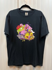 Vintage 2000s Pop Art T-shirt Size Large Black Colourful Ducks Robots Cartoon