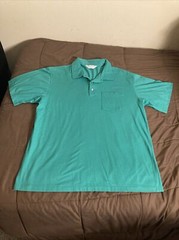 Vintage 909 Collection Mens Green Single Stitch Polo Shirt Size XL