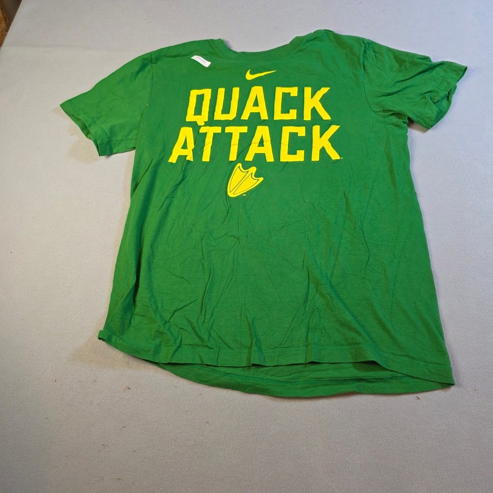 Nike Oregon Ducks Quack Attack T-Shirt Green Mens Medium Asymmetrical Hem DIY