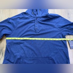 NWT Flag & Anthem MadeFlex Hoodie Blue Henley Pullover Stretch Mens Medium