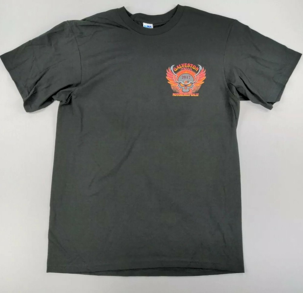 Suna Mens Motorcycle Apparel Galveston Bike Rally S/S Shirt Black Size Large