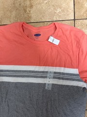 Old Navy Men’s Gray stripe Shirt Soft Wash Cotton new tee t-shirt Size Large L