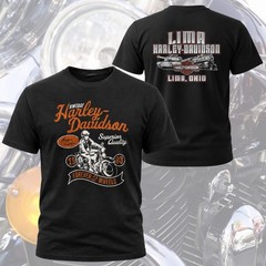 Harley-Davidson FTW Lima Ohio T-Shirt Mens L Black Dealer Motorcycle Graphic Tee