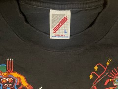 Vintage 90s Peru Shaman Shirt Size Large Indigenous Tribe Cultural Tee Black