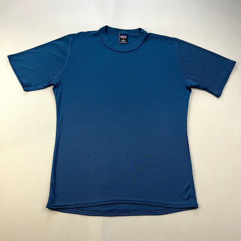 Vintage Patagonia Capilene Shirt Adult Medium Teal Blue Short Sleeve Hiking 90s