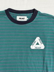 PALACE MEN’S LARGE PETIT STRIPE 220 SS T-SHIRT TEAL & PINK (Fall/Winter 2017)
