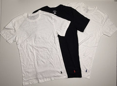 Polo Ralph Lauren Slim Fit T Shirt – Medium – Crew Neck – 3 Shirts – White/Black