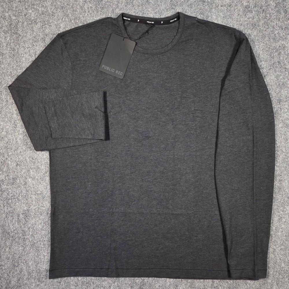 NWT Public Rec Go To Tee Shirt Mens XXL Heather Charcoal Gray Long Sleeve Crew