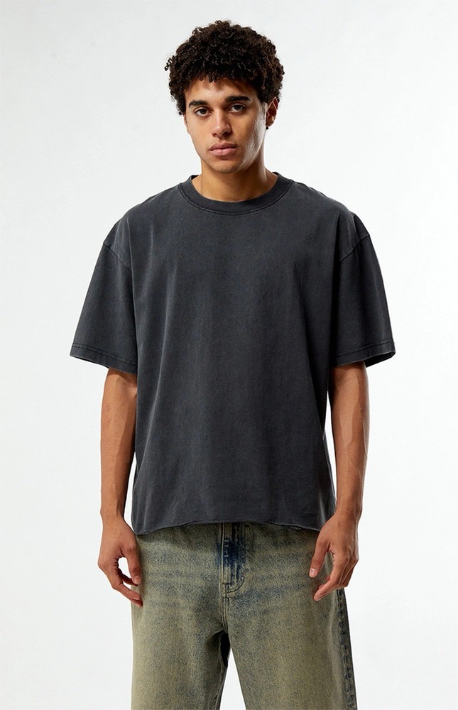 Pacsun Men’s Cropped Black T-Shirt Black Washed Size XL New
